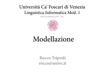 Modellazione - Laboratorio di Linguistica computazionale