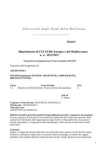 Archivistica, 2012-2013, MANUPELLI Antonella - Università degli ...