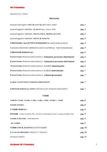 pag. 3 pronomi/aggettivi indefiniti: ALTRA/O muu, toinen, lis