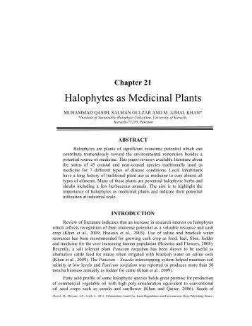 Halophytes as Medicinal Plants - ResearchGate