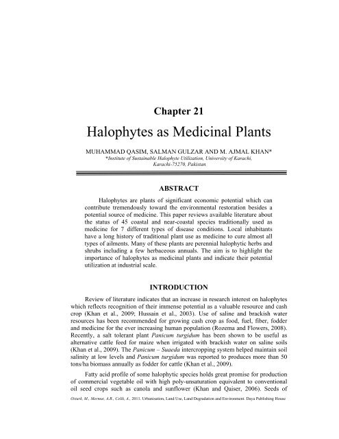 Halophytes as Medicinal Plants - ResearchGate