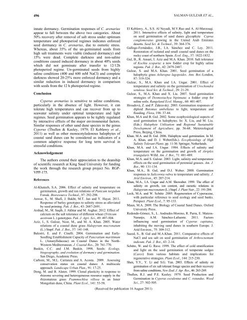 seed germination ecology of cyperus arenarius â a ... - ResearchGate