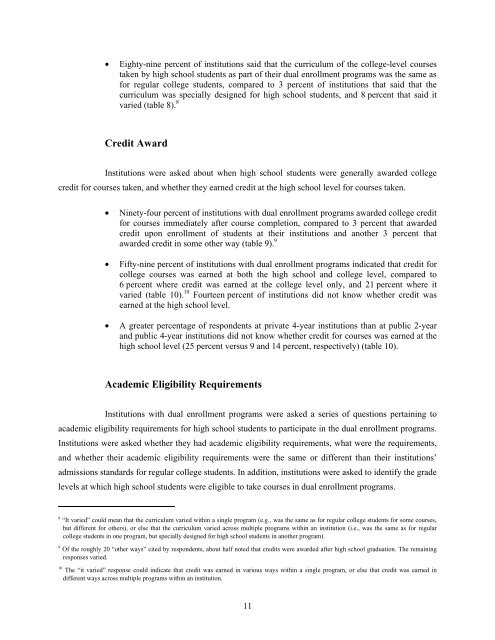 Dual Enrollment of High School Students at Postsecondary Institutions