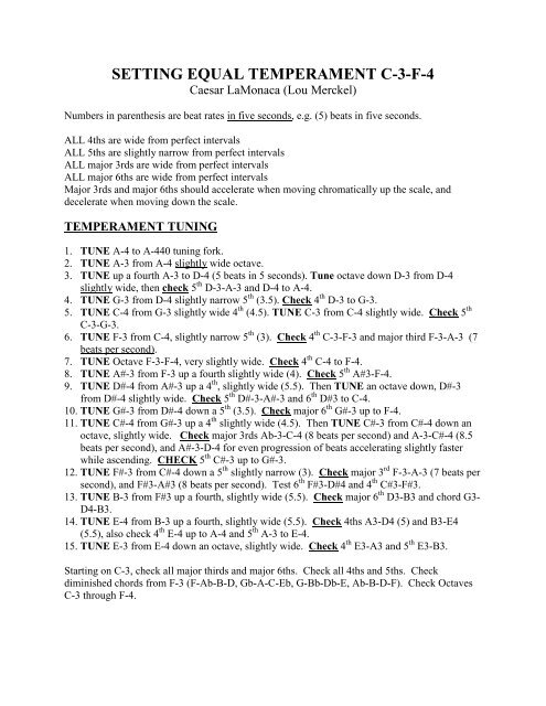 SETTING EQUAL TEMPERAMENT C 3 F 4 Piano World