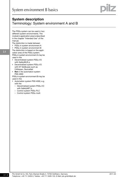 System description - Pilz GmbH & Co.