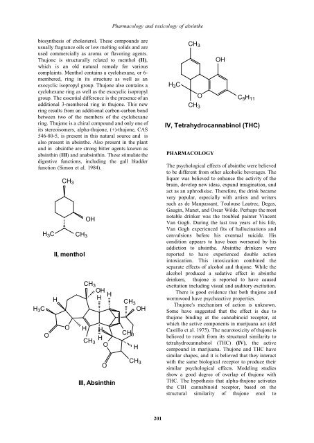 Pharmacology and toxicology of absinthe