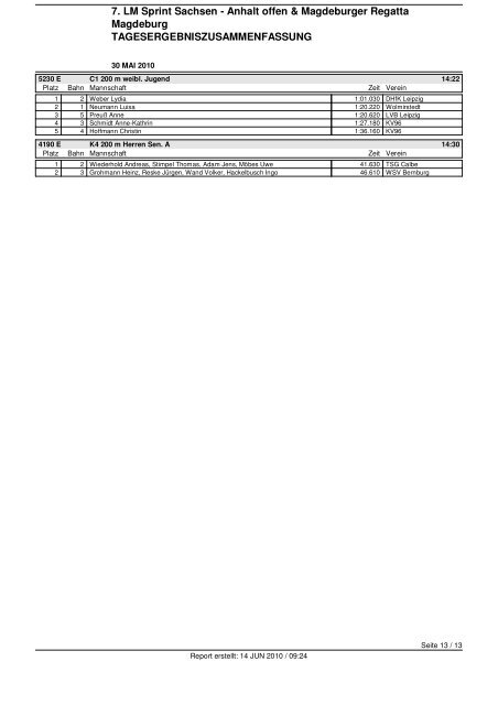 7. LM Sprint Sachsen - Anhalt offen & Magdeburger Regatta ...