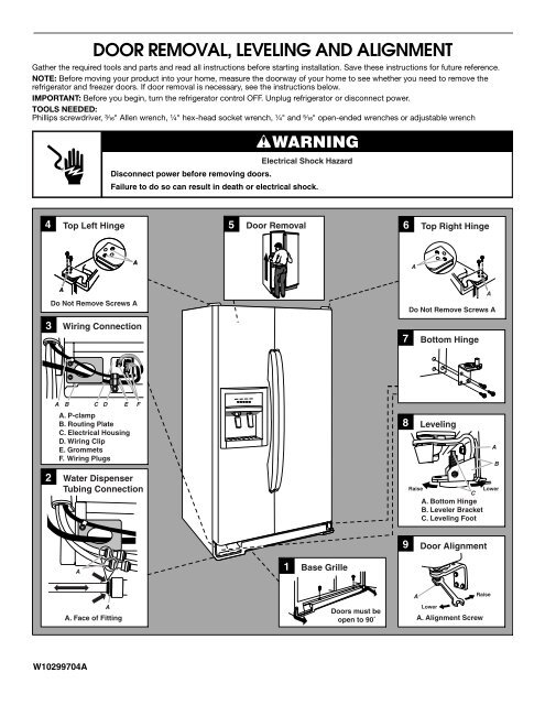 DOOR REMOVAL, LEVELING AND ALIGNMENT - Whirlpool