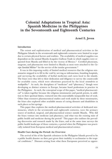 Colonial Adaptations in Tropical Asia: Spanish Medicine ... - icuï¼Žacï¼Žjp