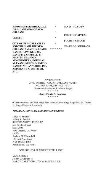 Document generated from the Louisiana Court of Appeal, Fourth ...