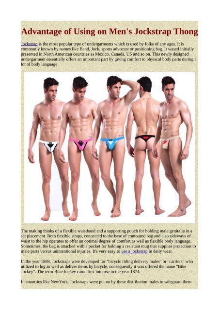 Advantage Of Using On Men S Jockstrap Thong