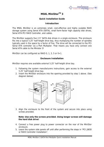MiniSTOR 3 Quick Installation Guide