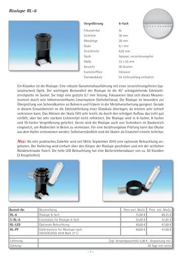 Risslupe RL-6 - Messen - Prüfen - Kontrollieren