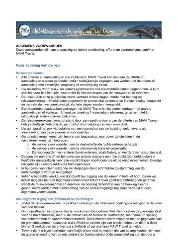 ALGEMENE VOORWAARDEN De betaling van een voorschot van ...