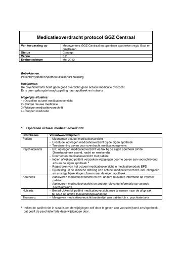 Medicatieoverdracht protocol GGZ Centraal