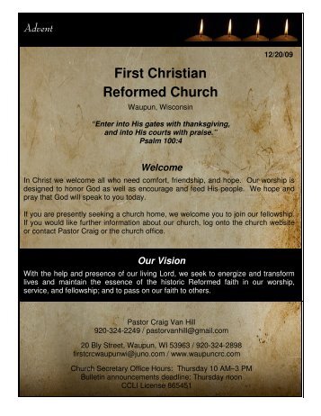 Our Vision - First Christian Reformed Church