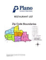 RESTAURANT LIST RESTAURANT LIST - Plano, Texas