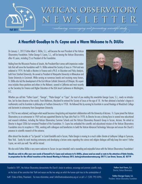 Newsletter Fall 2011 - Vatican Observatory