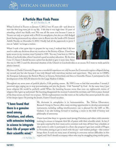 Newsletter Fall 2011 - Vatican Observatory