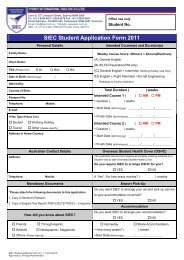 SIEC Student Application Form 2011 - Information Planet