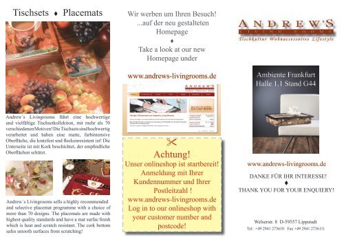 Achtung Tischsets Placemats Andrew S Living Rooms