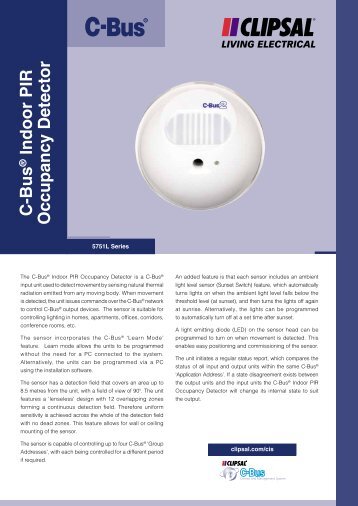 C-Bus ® Indoor PIR Occupancy Detector