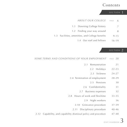 to download a copy of the staff handbook. - Downing College