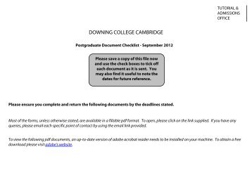 DOWNING COLLEGE CAMBRIDGE - University of Cambridge
