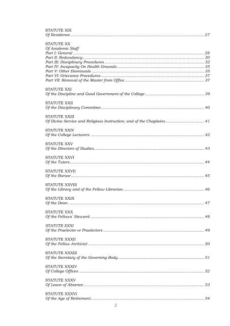 College Statutes - Downing College - University of Cambridge