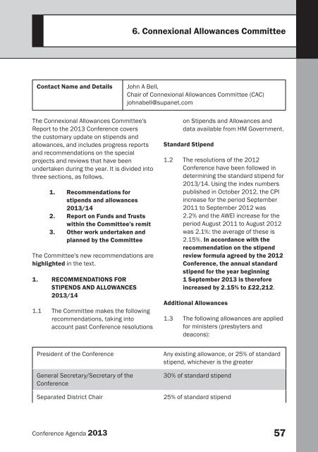 Connexional Allowances Committee - Methodist Conference