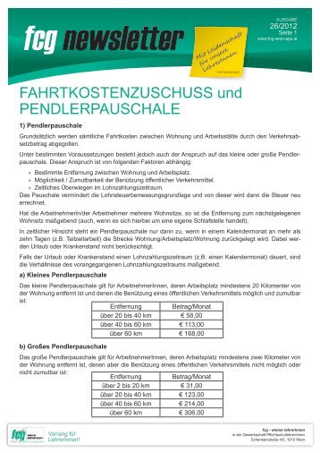 Pendlerpauschale und Fahrtkostenzuschuss - fcg - Fraktion ...