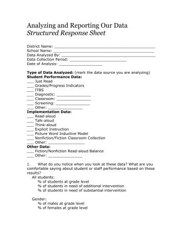 Analyzing and Reporting Our Data Structured Response Sheet