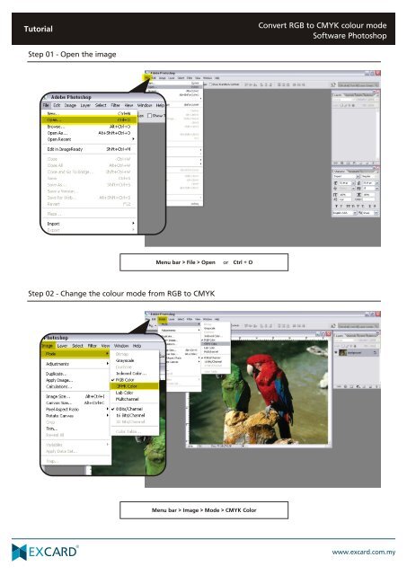 Software Photoshop Tutorial Convert RGB to CMYK colour ... - Excard