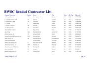 BWSC Bonded Contractor List - Boston Water and Sewer Commission