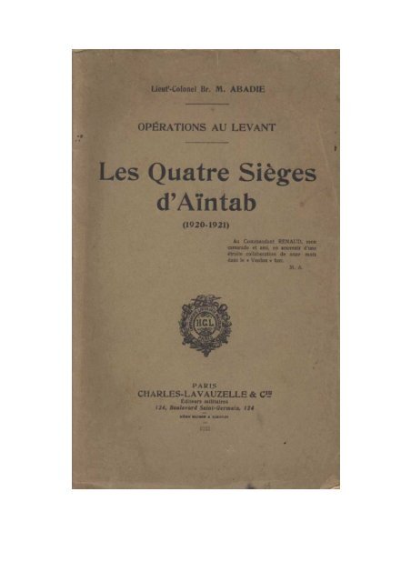 Les quatre siege d aintab 1922