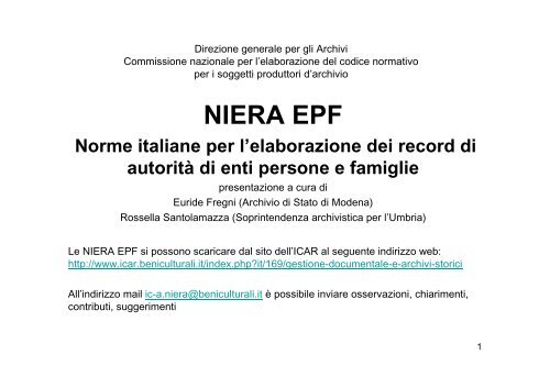 scarica la presentazione - Istituto Centrale per gli Archivi - Ministero ...