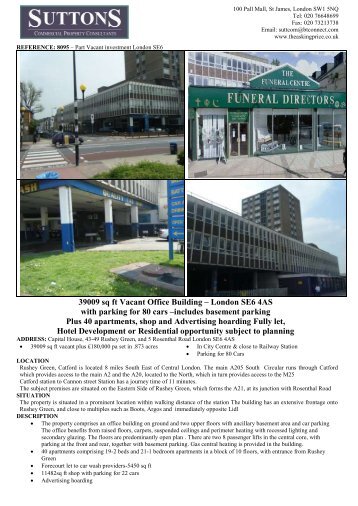 39009 sq ft Vacant Office Building – London SE6 4AS with ... - Propex
