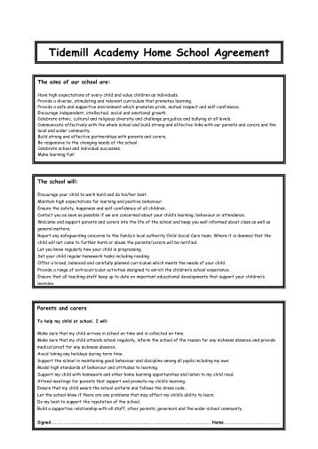 Tidemill Academy Home School Agreement