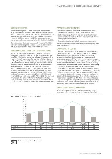 WoolWorths holdings limited 2013 good BUsiness JoUrneY report