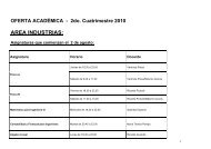 OFERTA ACADÉMICA - 2do. Cuatrimestre 2010 AREA INDUSTRIAS