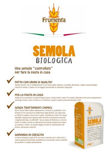 Scheda prodotto Semola Biologica 1kg - Grandi Molini Italiani