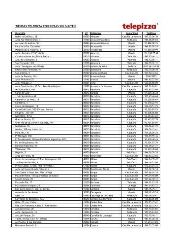 TIENDAS TELEPIZZA CON PIZZAS SIN GLUTEN