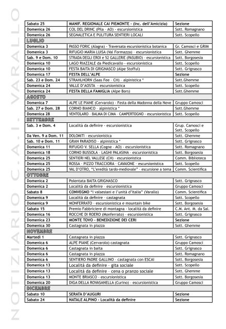 Notiziario anno 2010 - CAI Sezione Varallo Sesia