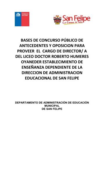 Bases del concurso para Director Liceo Dr. Roberto Humeres O.