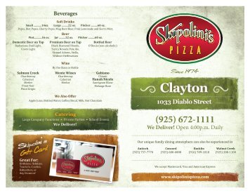 Download Clayton Menu PDF - Skipolini's Pizza