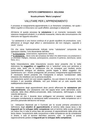 VALUTARE PER L'APPRENDIMENTO - Scuola Primaria Longhena