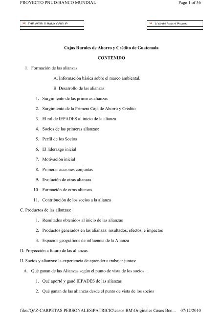 Cajas Rurales de Ahorro y CrÃ©dito de Guatemala ... - GestiÃ³n Social