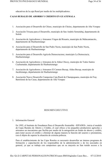 Cajas Rurales de Ahorro y CrÃ©dito de Guatemala ... - GestiÃ³n Social