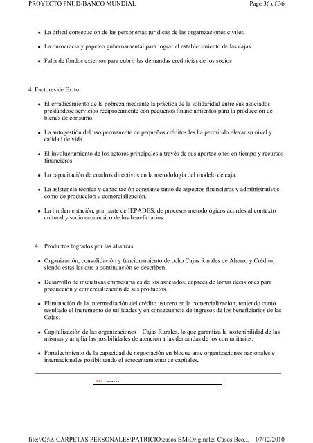 Cajas Rurales de Ahorro y CrÃ©dito de Guatemala ... - GestiÃ³n Social