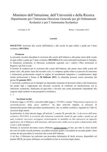 circolare ministeriale 96/2012